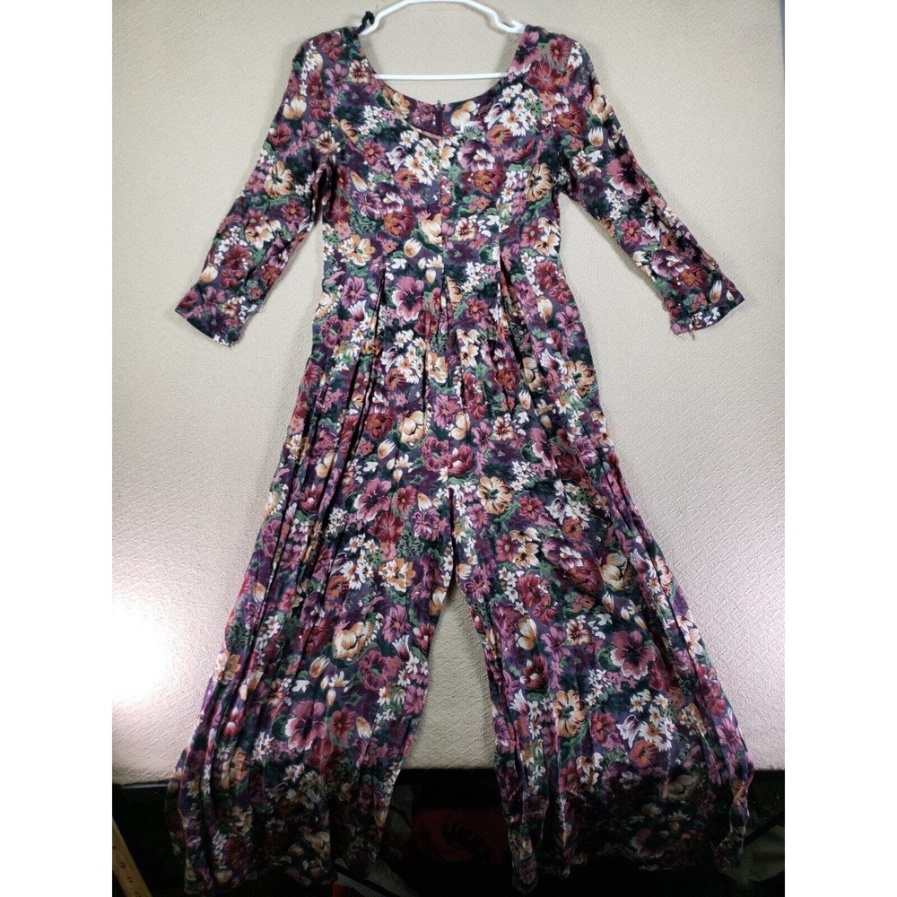 VTG Chorus Line Romper Womens Medium Multicolor Floral Long Sleeve Modern Casual